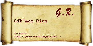Gémes Rita névjegykártya